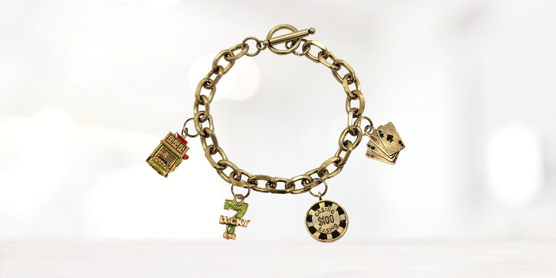 Casino Toggle Charm Bracelet | Slot Machine | Lucky 7 | Casino Chip | Aces