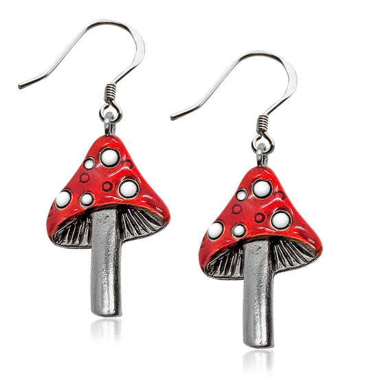 Whimsical Gifts Magic Mushroom Charm Earrings in Silver Finish | Fantasy and Mystical Themed | | Jewelry
