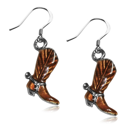 Whimsical Gifts | Cowboy Boot Charm Earrings in Silver Finish | Animal Lover | Horse & Equestrian | Jewelry