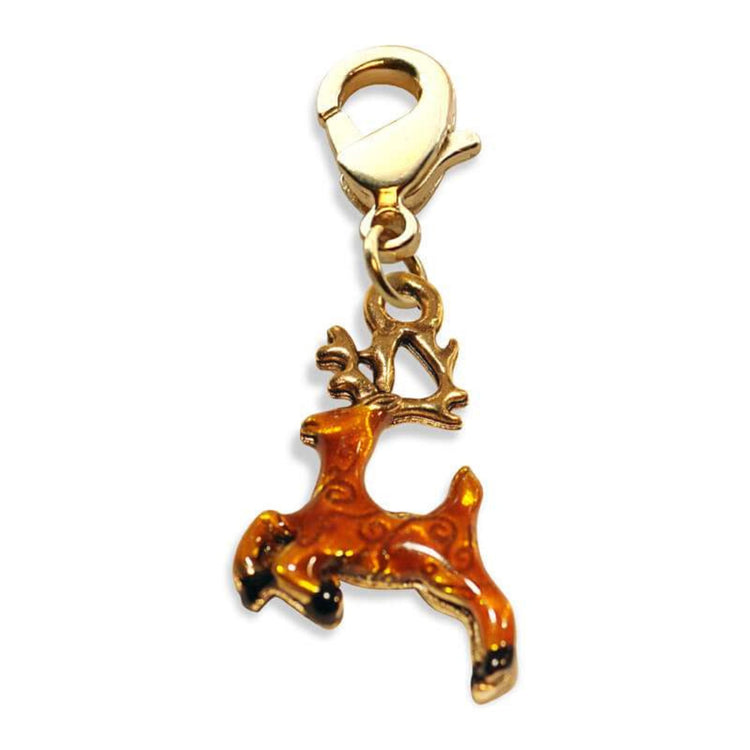 Whimsical Gifts | Reindeer Charm Dangle in Gold Finish | Holiday & Seasonal Themed | Christmas Charm Dangle