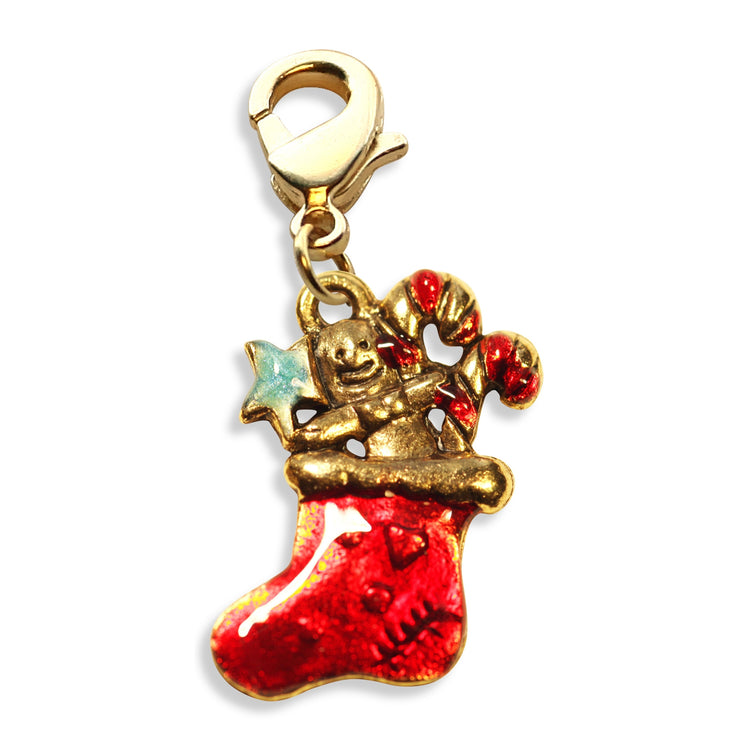 Whimsical Gifts | Christmas Stocking Charm Dangle in Gold Finish | Holiday & Seasonal Themed | Christmas Charm Dangle