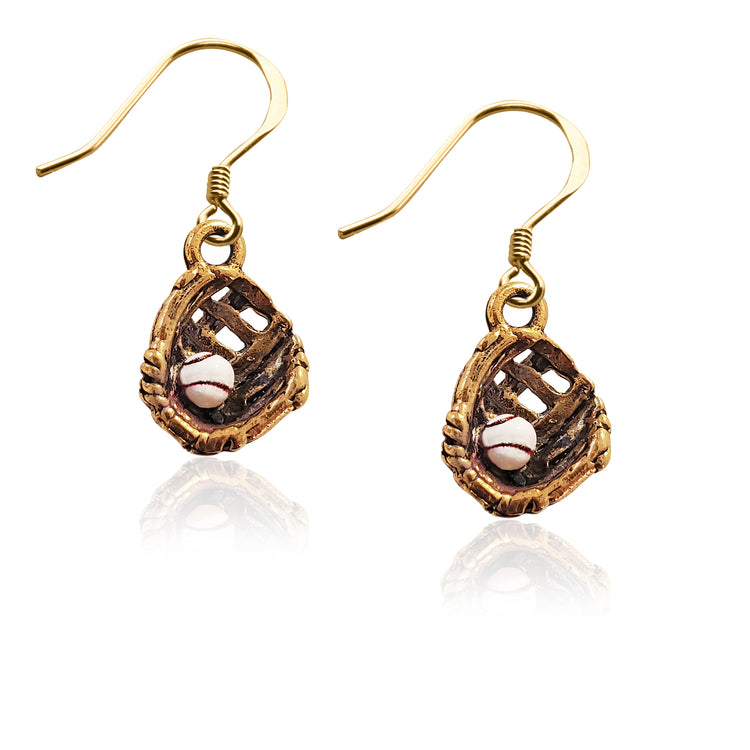 Whimsical Gifts | Baseball Softball Mitt Charm Earrings in Gold Finish | Hobbies & Special Interests | Sports | Jewelry