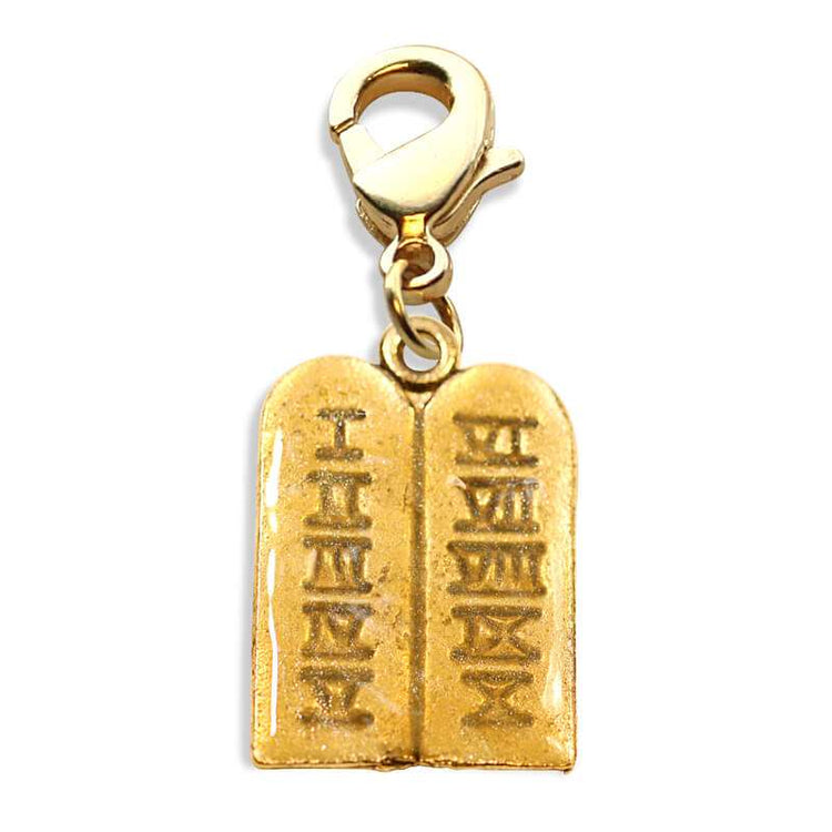 Whimsical Gifts | Ten Commandments Charm Dangle in Gold Finish | Religious & Spiritual | Charm Dangle