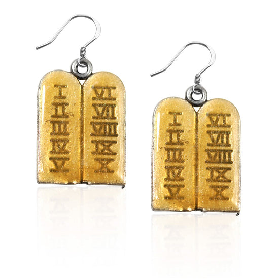 Whimsical Gifts | Religious Ten Commandments Charm Earrings in Silver Finish | Religious & Spiritual | | Jewelry