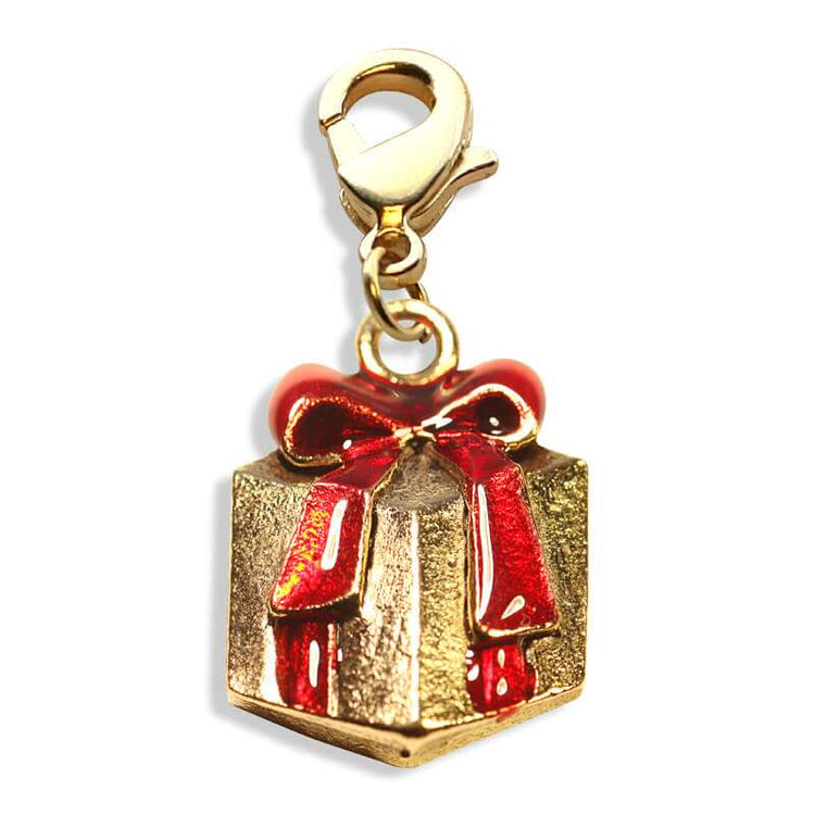 Whimsical Gifts | Christmas Present Charm Dangle in Gold Finish | Holiday & Seasonal Themed | Christmas Charm Dangle