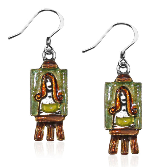 Whimsical Gifts | Artist Easel and Picture Charm Earrings in Silver Finish | Artist | | Jewelry
