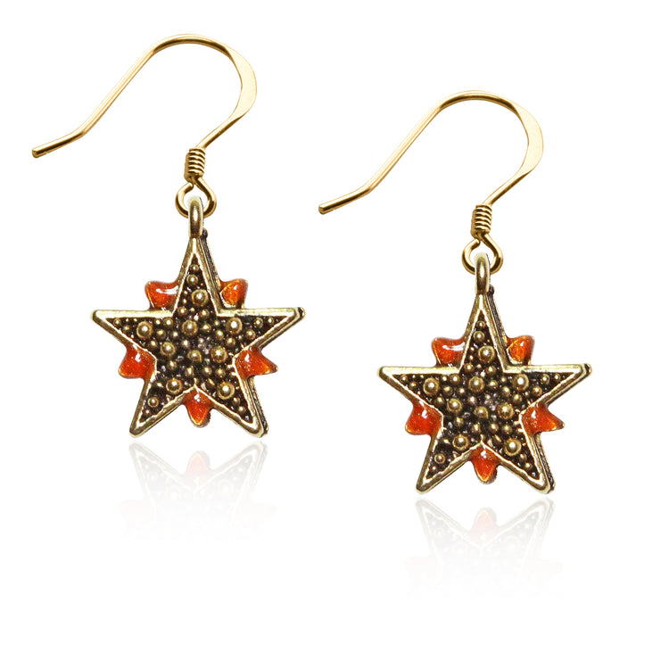 Whimsical Gifts | Astrology Granulated Star Charm Earrings in Gold Finish | Zodiac & Celestial | | Jewelry
