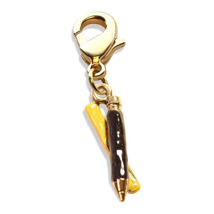 Whimsical Gifts | Ruler & Pencil Charm Dangle in Gold Finish | Professions Themed | Teacher Charm Dangle