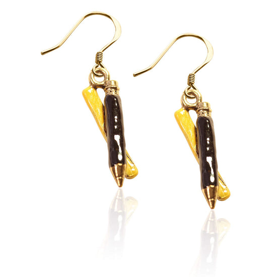 Whimsical Gifts | Ruler & Pencil Charm Earrings in Gold Finish | Professions Themed | Teacher | Jewelry