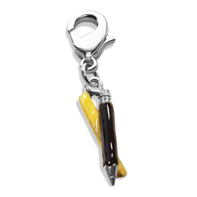 Whimsical Gifts | Ruler & Pencil Charm Dangle in Silver Finish | Professions Themed | Teacher Charm Dangle