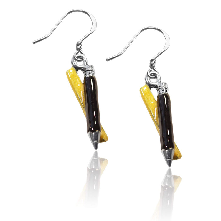 Whimsical Gifts | Ruler & Pencil Charm Earrings in Silver Finish | Professions Themed | Teacher | Jewelry