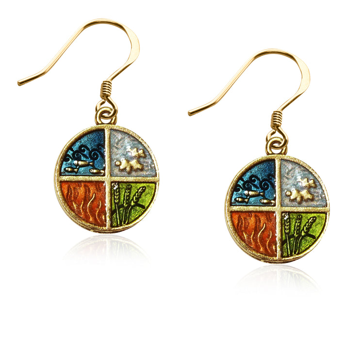 Whimsical Gifts | Astrology 4-Elements Charm Earrings in Gold Finish | Zodiac & Celestial | | Jewelry