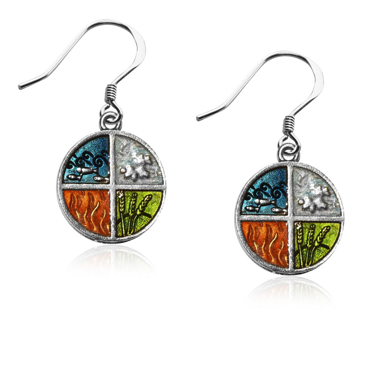 Whimsical Gifts | Astrology 4-Elements Charm Earrings in Silver Finish | Zodiac & Celestial | | Jewelry
