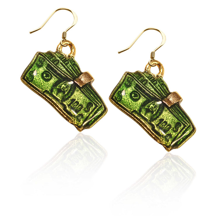 Whimsical Gifts | Money Clip with Money Charm Earrings in Gold Finish | Hobbies & Special Interests | Casino | Gaming | Game Night | Jewelry