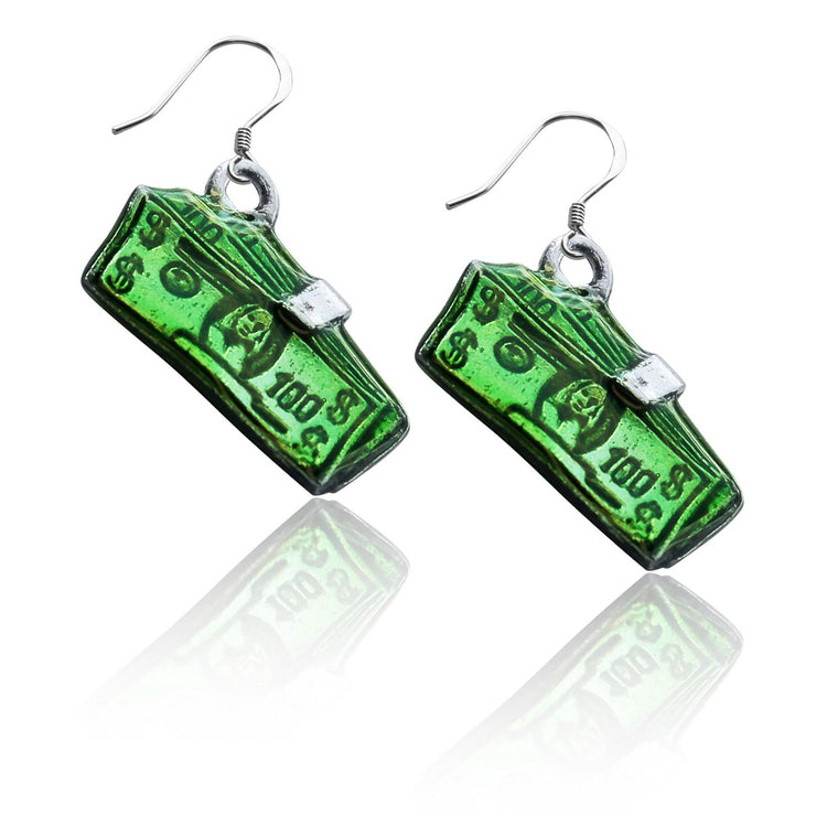 Whimsical Gifts | Money Clip with Money Charm Earrings in Silver Finish | Hobbies & Special Interests | Casino | Gaming | Game Night | Jewelry