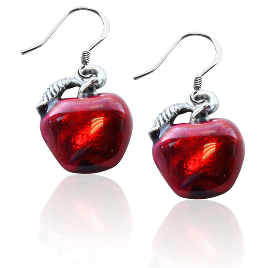 Whimsical Gifts | Red Apple Charm Earrings in Silver Finish | Professions Themed | Teacher | Jewelry