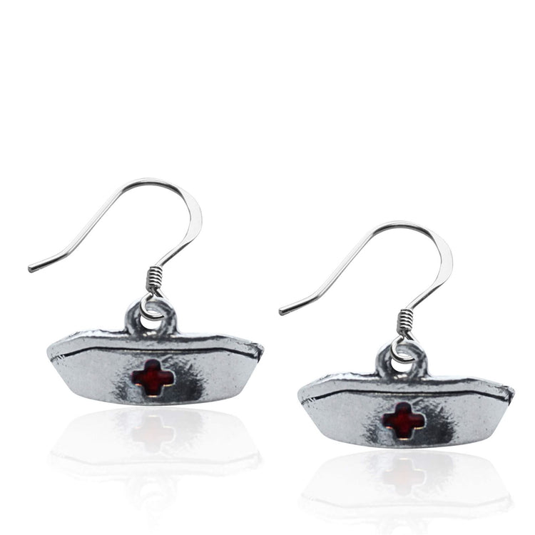 Whimsical Gifts | Nurse Hat Charm Earrings in Silver Finish | Professions Themed | Dental | Medical | First Responder | Jewelry