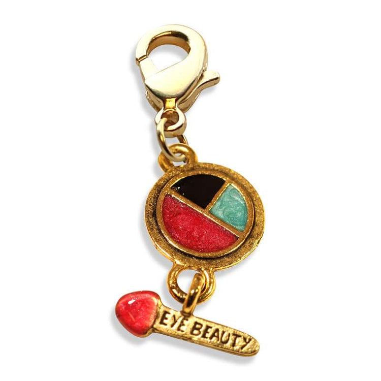 Whimsical Gifts | Eye Shadow & Brush Charm Dangle in Gold Finish | Youth Themed | Charm Dangle