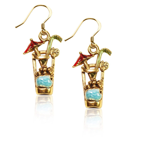 Whimsical Gifts | Cocktail Drink Charm Earrings in Gold Finish | Holiday & Seasonal Themed | Spring & Summer Fun | Jewelry