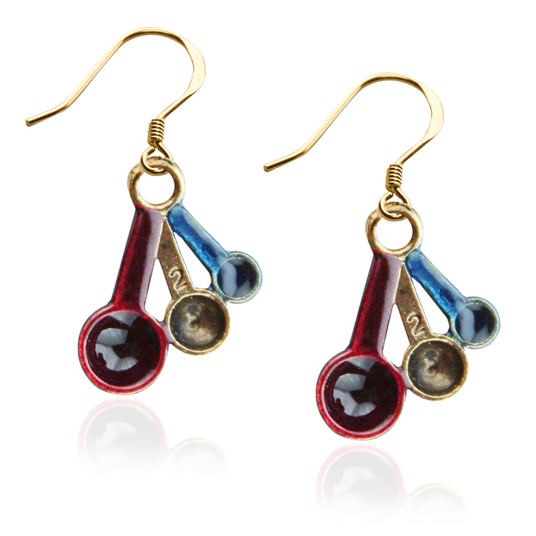 Whimsical Gifts | Measuring Spoons Charm Earrings in Gold Finish | Hobbies & Special Interests | Chef | Cooking | Baking | Jewelry