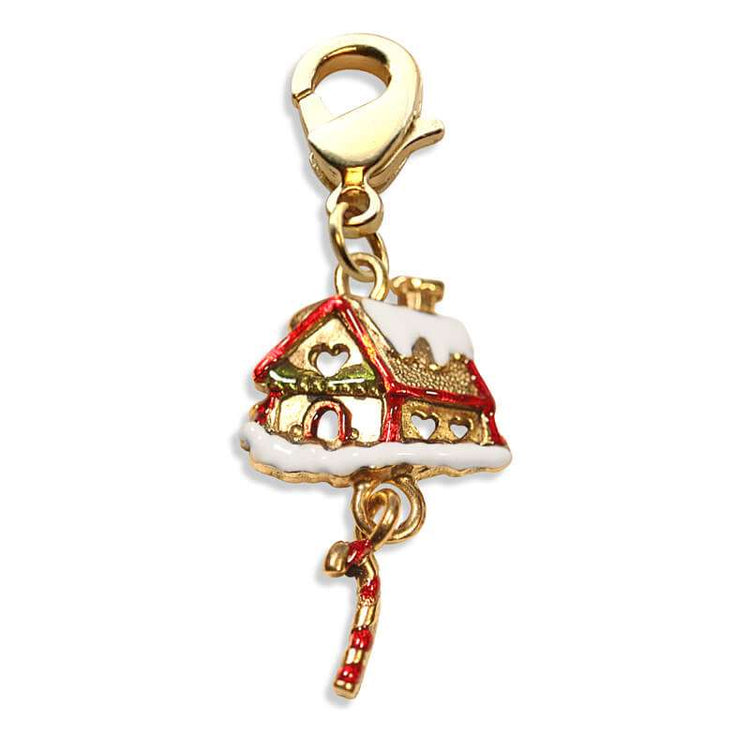 Whimsical Gifts | Gingerbread House Charm Dangle in Gold Finish | Holiday & Seasonal Themed | Christmas Charm Dangle