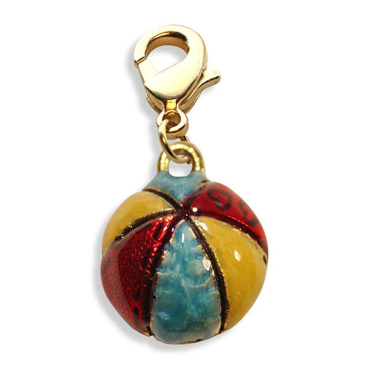 Whimsical Gifts | Beach Ball Charm Dangle in Gold Finish | Holiday & Seasonal Themed | Spring & Summer Fun Charm Dangle