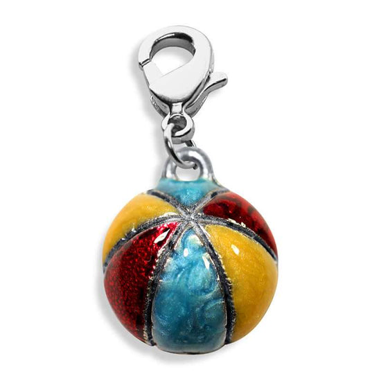 Whimsical Gifts | Beach Ball Charm Dangle in Silver Finish | Holiday & Seasonal Themed | Spring & Summer Fun Charm Dangle