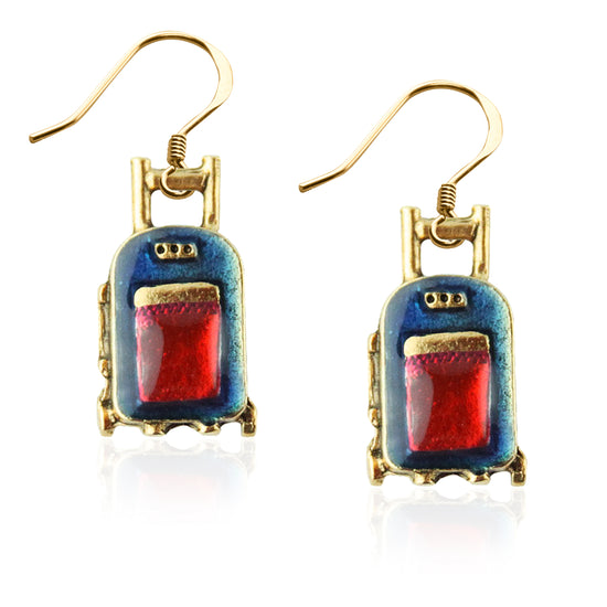 Whimsical Gifts | Travel Bag Charm Earrings in Gold Finish | Professions Themed | Flight Attendant | Traveler | Jewelry