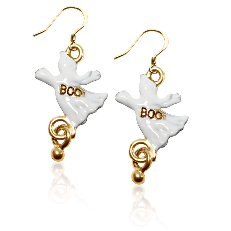 Whimsical Gifts | Halloween Ghost Charm Earrings in Gold Finish | Holiday & Seasonal Themed | Halloween | Jewelry