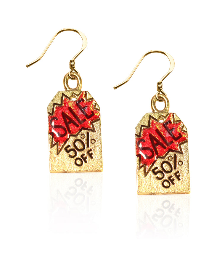 Whimsical Gifts | Sale Tag Charm Earrings in Gold Finish | Hobbies & Special Interests | Fashionista | Jewelry