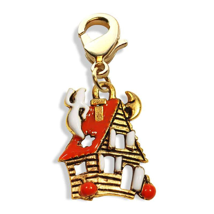 Whimsical Gifts | Haunted House Charm Dangle in Gold Finish | Holiday & Seasonal Themed | Halloween Charm Dangle