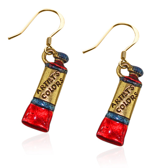 Whimsical Gifts | Artist Paint Tube Charm Earrings in Gold Finish | Artist | | Jewelry