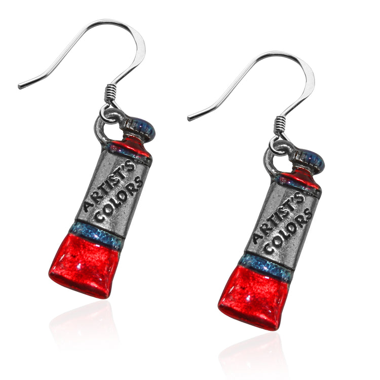 Whimsical Gifts | Artist Paint Tube Charm Earrings in Silver Finish | Artist | | Jewelry