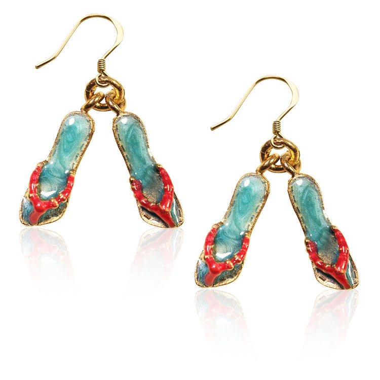 Whimsical Gifts | Flip Flops Charm Earrings in Gold Finish | Holiday & Seasonal Themed | Spring & Summer Fun | Jewelry
