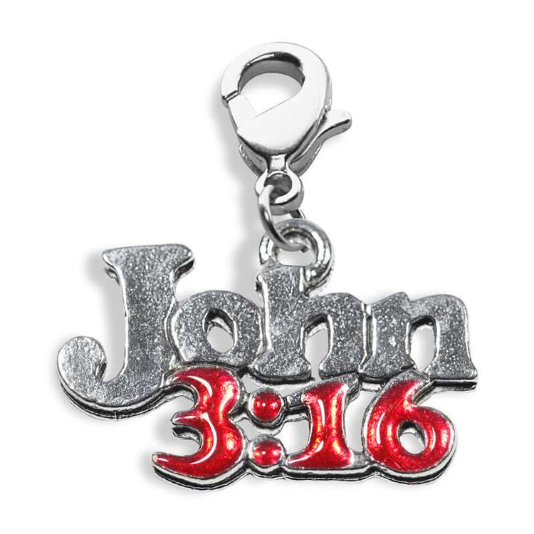 Whimsical Gifts | John 3:16 Charm Dangle in Silver Finish | Religious & Spiritual | Charm Dangle