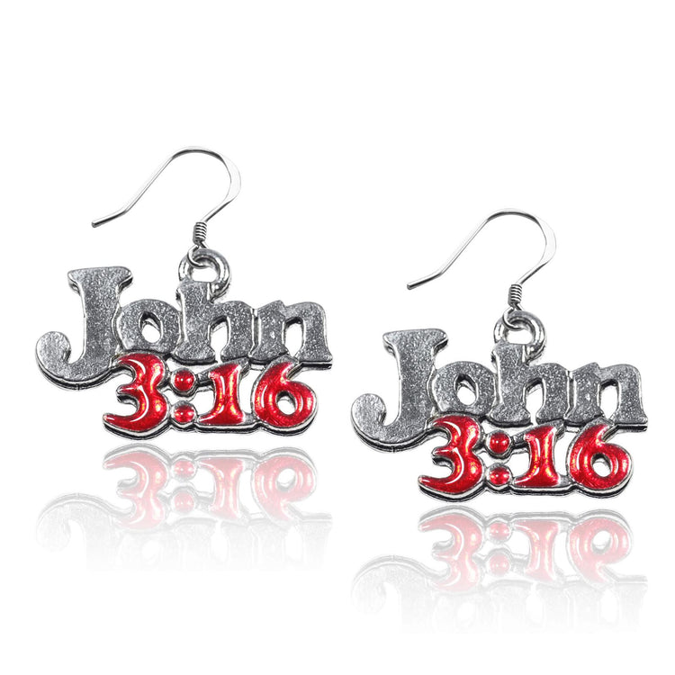 Whimsical Gifts | John 3:16 Charm Earrings in Silver Finish | Religious & Spiritual | | Jewelry