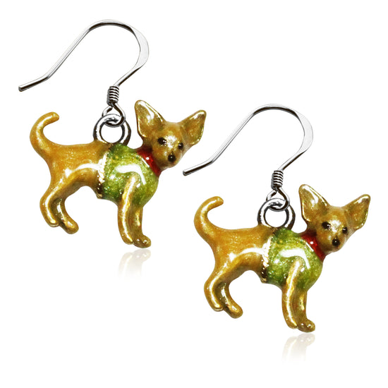 Whimsical Gifts | Chihuahua Dog Charm Earrings in Silver Finish | Animal Lover | Dog Lover | Jewelry