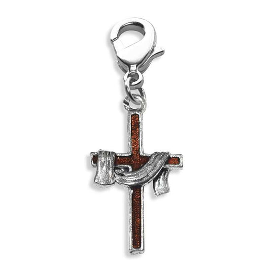 Whimsical Gifts | Cross with Shroud Charm Dangle in Silver Finish | Religious & Spiritual | Charm Dangle