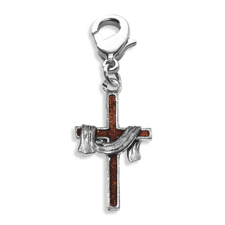 Whimsical Gifts | Cross with Shroud Charm Dangle in Silver Finish | Religious & Spiritual | Charm Dangle