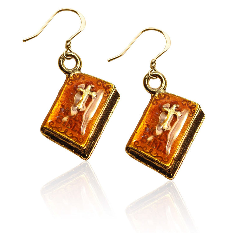 Whimsical Gifts | Holy Bible Charm Earrings in Gold Finish | Religious & Spiritual | | Jewelry