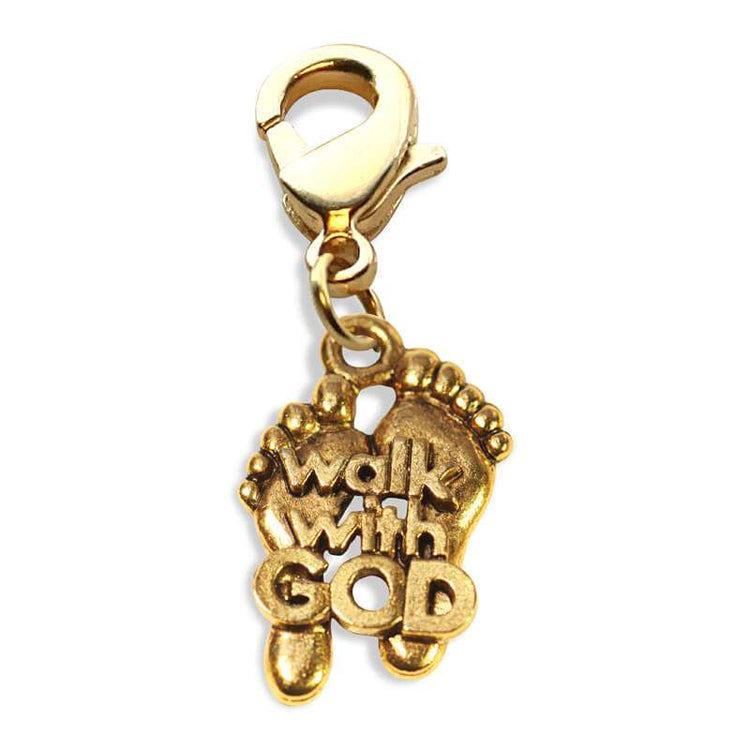 Whimsical Gifts | Walk with God Feet Charm Dangle in Gold Finish | Religious & Spiritual | Charm Dangle