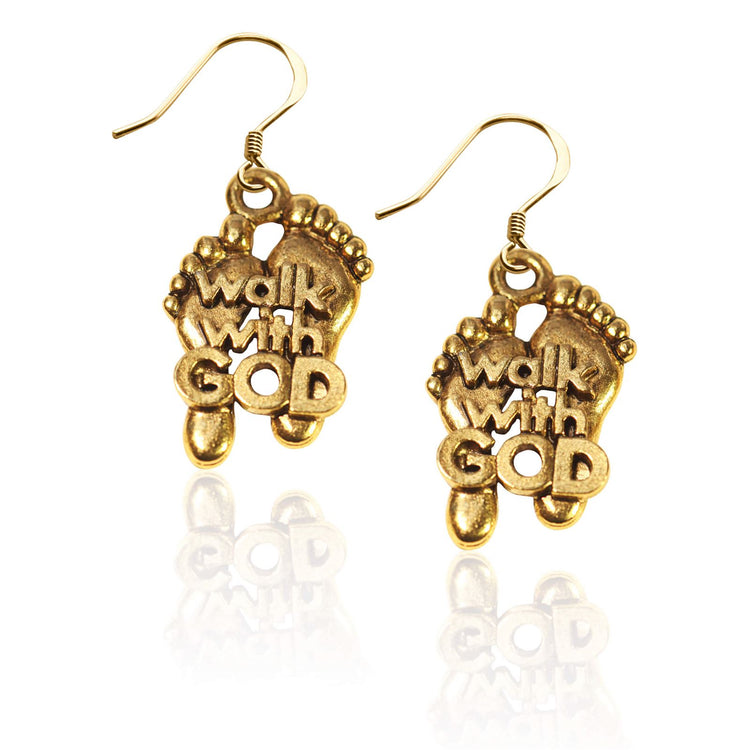 Whimsical Gifts | Walk with God Feet Charm Earrings in Gold Finish | Religious & Spiritual | | Jewelry
