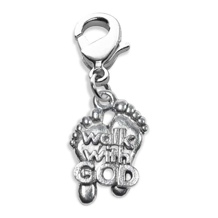 Whimsical Gifts | Walk with God Feet Charm Dangle in Silver Finish | Religious & Spiritual | Charm Dangle