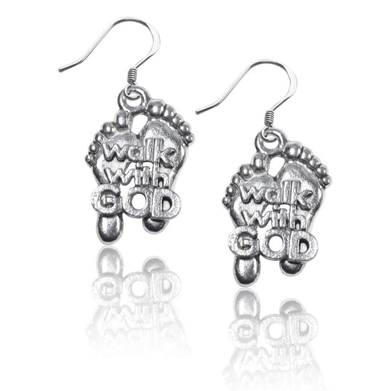 Whimsical Gifts | Walk with God Feet Charm Earrings in Silver Finish | Religious & Spiritual | | Jewelry