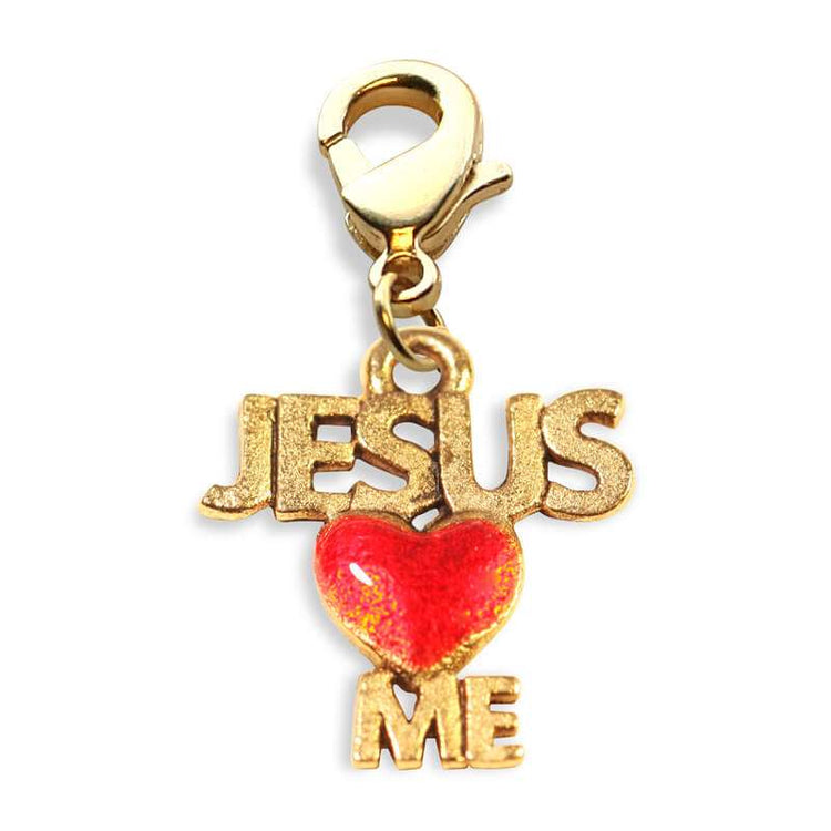 Whimsical Gifts | Jesus Loves Me Charm Dangle in Gold Finish | Religious & Spiritual | Charm Dangle