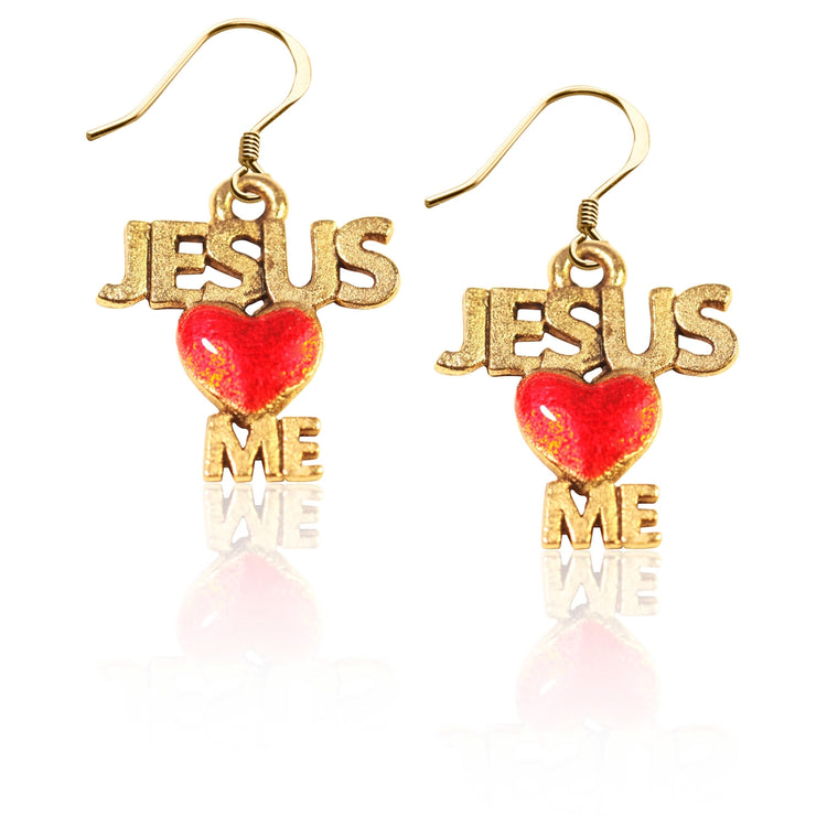 Whimsical Gifts | Jesus Loves Me Charm Earrings in Gold Finish | Religious & Spiritual | | Jewelry