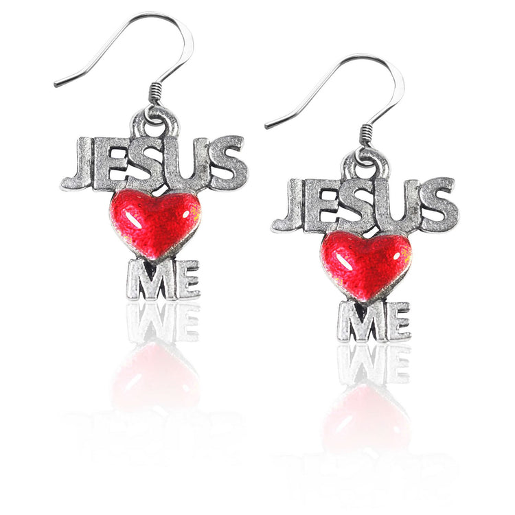 Whimsical Gifts | Jesus Loves Me Charm Earrings in Silver Finish | Religious & Spiritual | | Jewelry