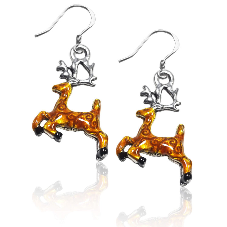 Whimsical Gifts | Christmas Reindeer Charm Earrings in Silver Finish | Holiday & Seasonal Themed | Christmas | Jewelry