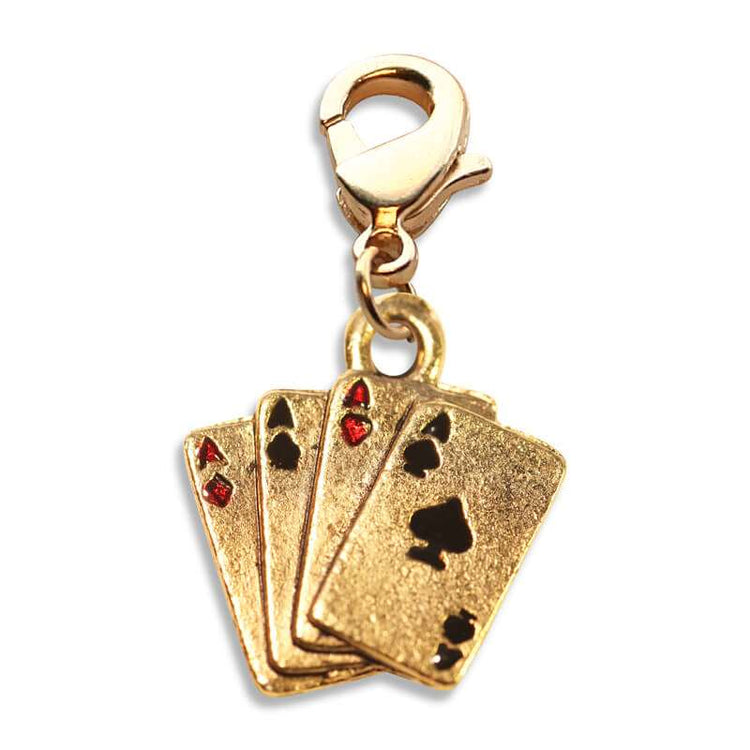 Whimsical Gifts | Aces Charm Dangle in Gold Finish | Hobbies & Special Interests | Casino | Gaming | Game Night Charm Dangle