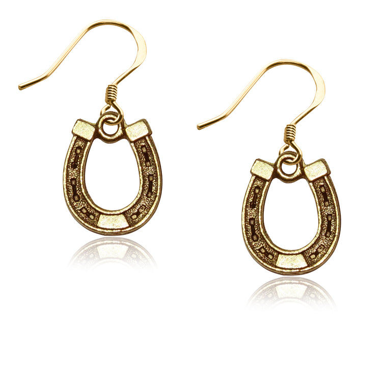 Whimsical Gifts | Horse Shoe Charm Earrings in Gold Finish | Animal Lover | Horse & Equestrian | Jewelry